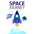 Space journey slogan and rocket