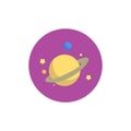 Space junk flat icon with shadow. space with planets and stars flat icon