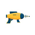 Space Laser Ray Gun, Yellow and Blue Toy Blaster Vector Illustration Royalty Free Stock Photo