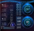 Space launch interface rockets, graphic display control the pallet rocket. Sky-fi HUD Royalty Free Stock Photo