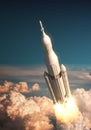 Space Launch System Takes Off Over The Clouds Royalty Free Stock Photo