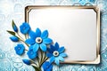 Beautyful blue flowers on a frame - card for gratulations Royalty Free Stock Photo