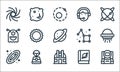 Space line icons. linear set. quality vector line set such as astronaut, observatory, galaxy, book, space capsule, monster,