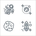 space line icons. linear set. quality vector line set such as rocket, moon, orbit Royalty Free Stock Photo