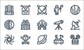 Space line icons. linear set. quality vector line set such as space capsule, saturn, milky way, space robot, earth, telescope,