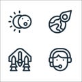 Space line icons. linear set. quality vector line set such as , space ship, asteroid