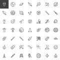 Space line icons set