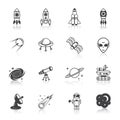 Space line icons set