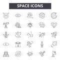 Space line icons, signs, vector set, outline illustration concept Royalty Free Stock Photo