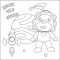 Space lion or astronaut in a space suit with cartoon style. Royalty Free Stock Photo