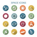 Space long shadow icons Royalty Free Stock Photo