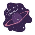 Space Love. Cute poster with a romantic quote.