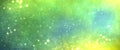 Space magic charming deep rich background with many stars and glow. Green yellow and blue shades
