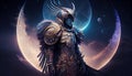 Space Magic Futuristic Viking Warrior Digital AI Generated Fantasy Portrait Artwork Illustration