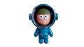 Space man in a blue space suit. 3d render