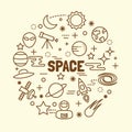 Space minimal thin line icons set Royalty Free Stock Photo