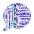 Space Mining and Resource Utilization Word Cloud. Key Topics in Extraterrestrial Extraction Royalty Free Stock Photo