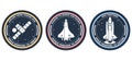 Space mission badge with shuttle