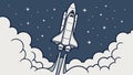Space mission launch: rocket soaring into a starry night sky. vector design Generative AI Royalty Free Stock Photo
