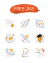 Space - modern line design style icons set Royalty Free Stock Photo