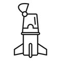 Space module rocket taking off from spaceport platform