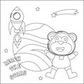 Space monkey or astronaut in a space suit with cartoon style.