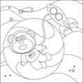 Space monkey or astronaut in a space suit with cartoon style. Creative vector Childish design for kids activity colouring book or Royalty Free Stock Photo