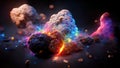 Space Nebula, 4k colorful abstract background image, 3d illustration, 3d render space, surreal explosion, colorful stars and aster