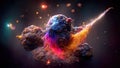 Space Nebula, 4k colorful abstract background image, 3d illustration, 3d render space, surreal explosion, colorful stars and aster