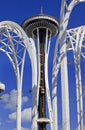 Space Needle Arches Blue Skies Seattle Washington Royalty Free Stock Photo