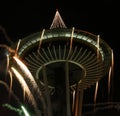 Seattle Space Needle With Fireworks In New Year Night Royalty Free Stock Photo