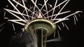 Seattle Space Needle With Fireworks In New Year Night Royalty Free Stock Photo