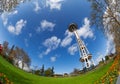 Space needle tower fisheye view in Seattle, USA