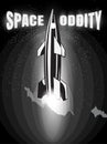 Space oddity. Rocket launch and text. Vector image retro black and white movie style Royalty Free Stock Photo