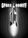 Space oddity. Rocket launch and text. Vector image retro black and white movie style Royalty Free Stock Photo