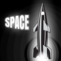 Space oddity. Rocket launch and text. Vector image retro black and white movie style