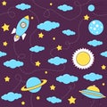 Space pattern with stars and clouds.