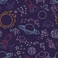 Space pattern. Stylized vector seamless background