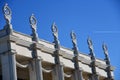 Space pavillion, detail of the roof. Decorations in shape of hammer and sickle.