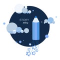 Story telling. Kids vector emblem, icon. Story time