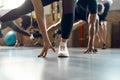 Space for Performance. Cropped shot of woman doing fitness TRX training exercises at industrial gym. Straps, crossfit Royalty Free Stock Photo