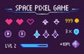 Space Pixel Game Hearts 8 Bit Graphics Icons Set Royalty Free Stock Photo