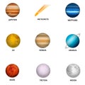 Space planet icon set, realistic style Royalty Free Stock Photo