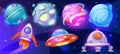 Space planet icons set vector Royalty Free Stock Photo