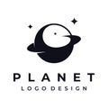 Space planet template logo vector design surrounded by rings or orbits. For posters, business cards, space science