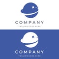 Space planet template logo vector design surrounded by rings or orbits. For posters, business cards, space science