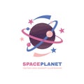 Space planet - vector logo template concept. Solar system abstract creative illustration. Galaxy sign. Design element