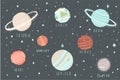 Space planets, asteroid vector cartoon icons. Royalty Free Stock Photo