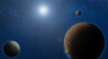 Space planets background. Distant panorama of a star system Royalty Free Stock Photo