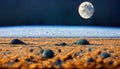 Space planets, image taken from the surface of a moon with big planets in the background, Generative Ai